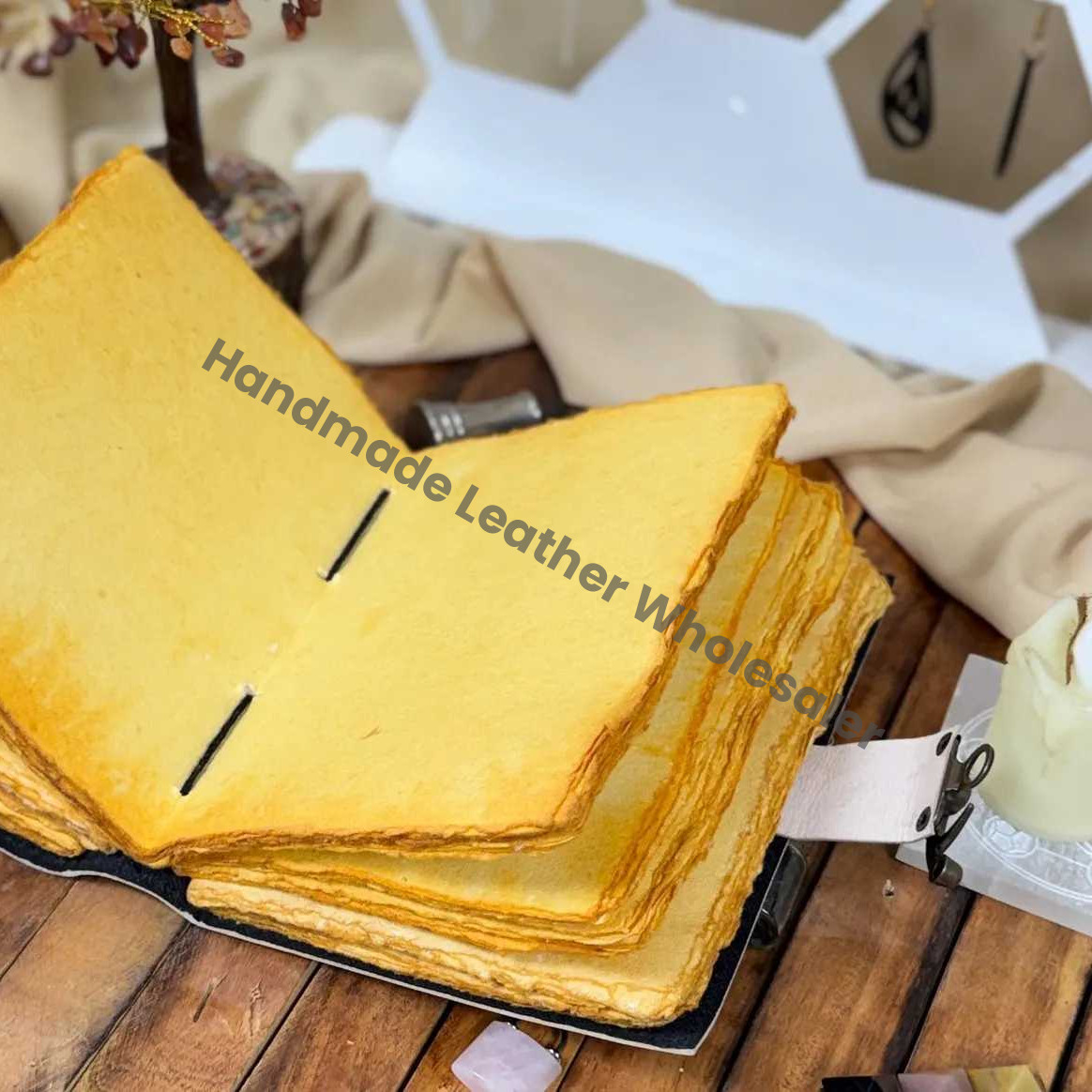 Grimoire leather journal - Moon And Tree Printed Blank spell book of shadows