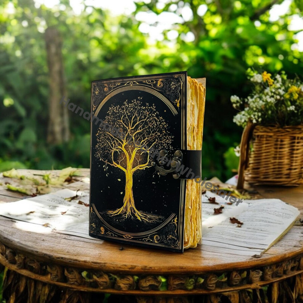 Grimoire leather journal Notebook Tree of Life Journal, Blank spell book of shadows Leather Celestial Gifts