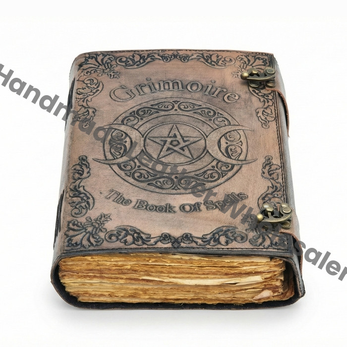 Grimoire The Book Of Spell Hand Embossed Leather Notebook For Witchcraft, Book Of Shadows, Sketchbook For Witchcraft and Spell.