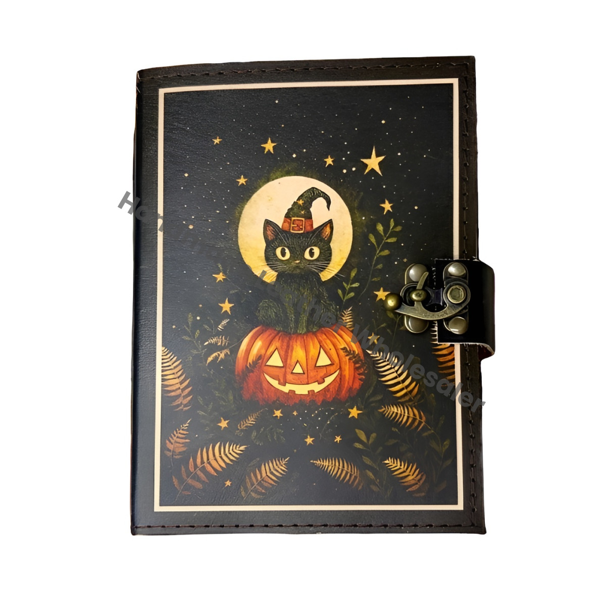 Halloween Pumpkin Leather Grimoire, Gothic Witchy Spell Book of Shadows, Refillable Magic Journal for Witches, Tarot, Spells