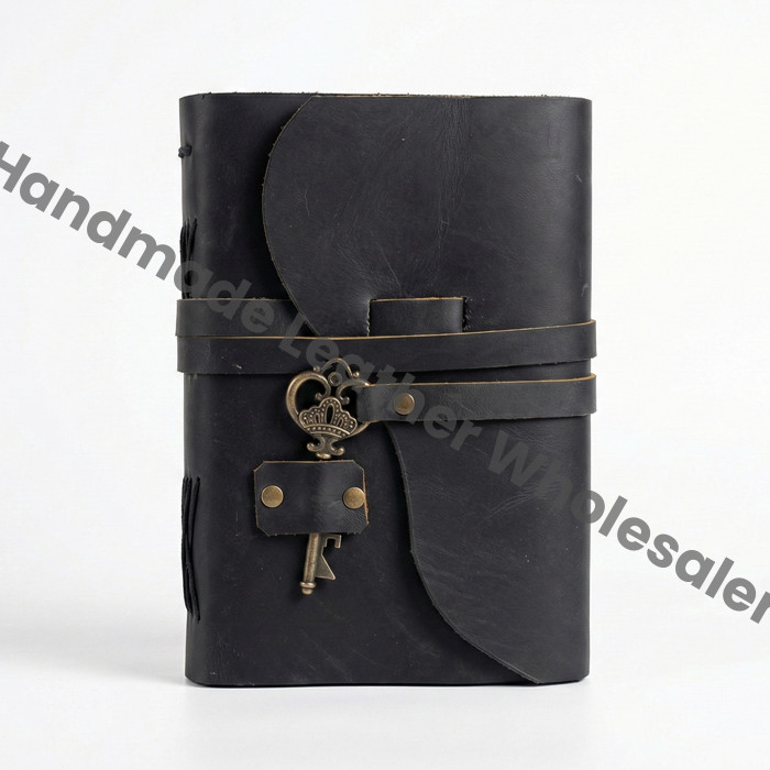 Handbound Leather Journal with Antique Key | Vintage Blank Paper