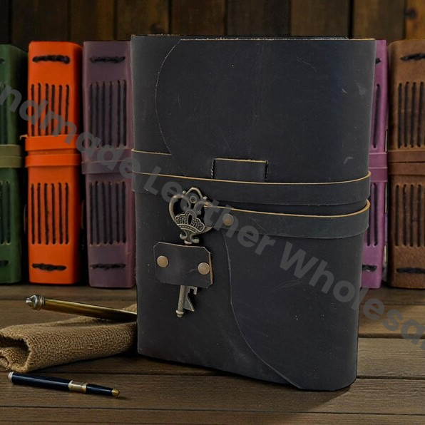 Handbound Leather Journal with Antique Key | Vintage Blank Paper