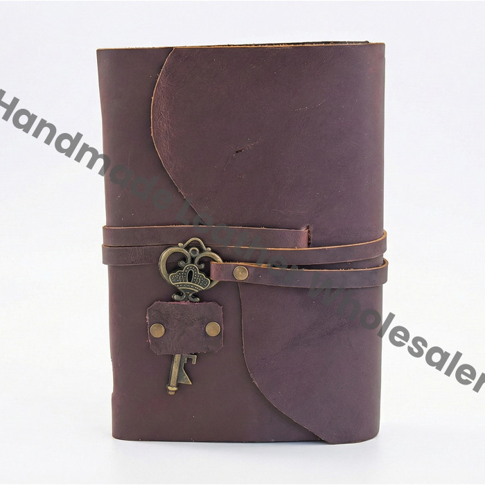Handbound Leather Journal with Antique Key | Vintage Blank Paper