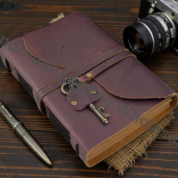 Handbound Leather Journal with Antique Key | Vintage Blank Paper
