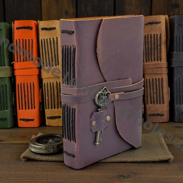 Handbound Leather Journal with Antique Key | Vintage Blank Paper