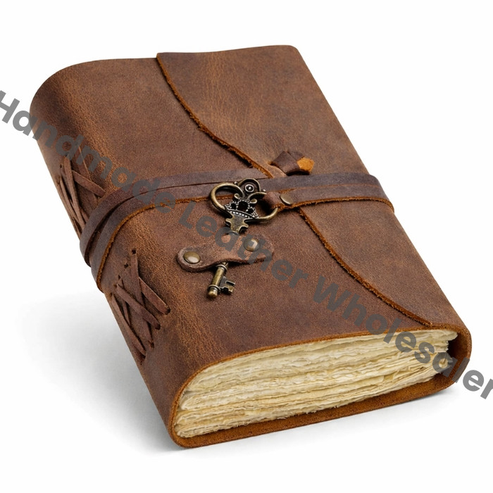 Handicraft Leather Journal - Antique Handmade Deckle Edge Vintage Paper Leather Bound Journal - Book of Shadows Journal - Leather Sketchbook - Drawing Journal - Great Gift (Brown)