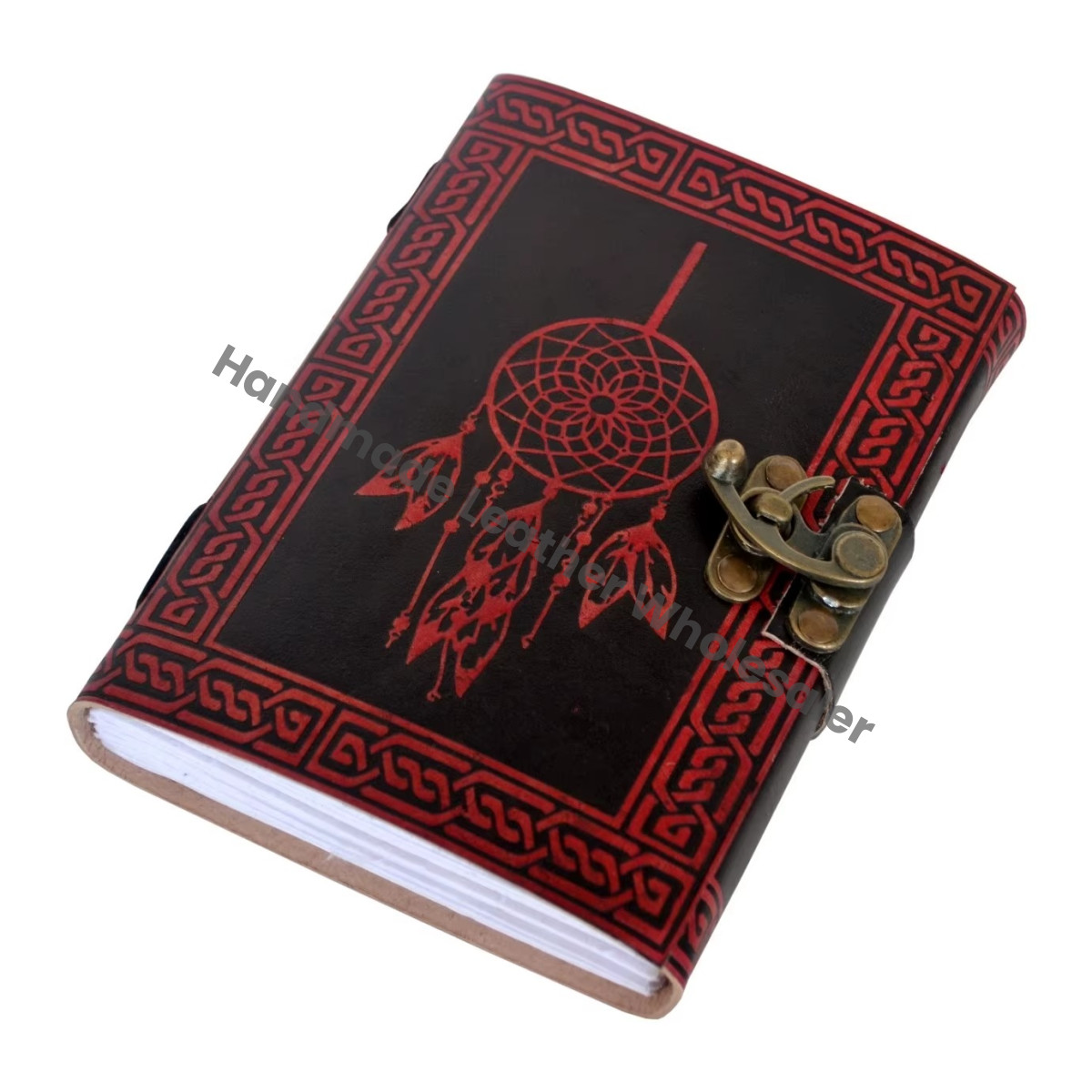 Handmade Black Woman's Large Writing Planner Dream Catcher Leather Journal Thermal Book Spell Sketchbook Supplies for Diary Gift