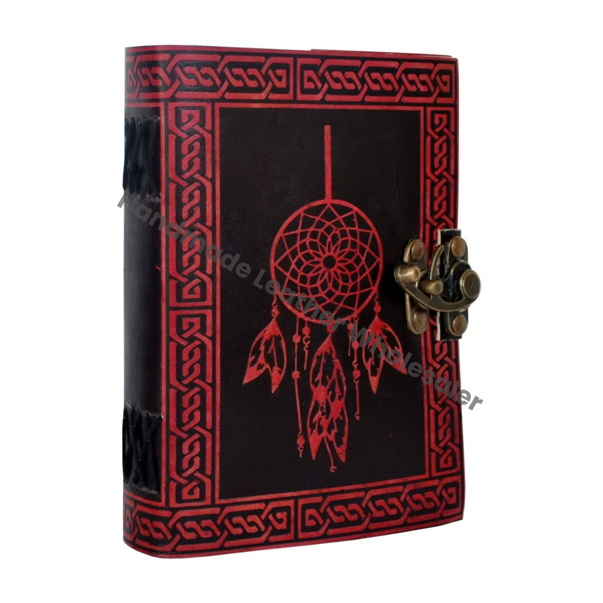 Handmade Black Woman's Large Writing Planner Dream Catcher Leather Journal Thermal Book Spell Sketchbook Supplies for Diary Gift