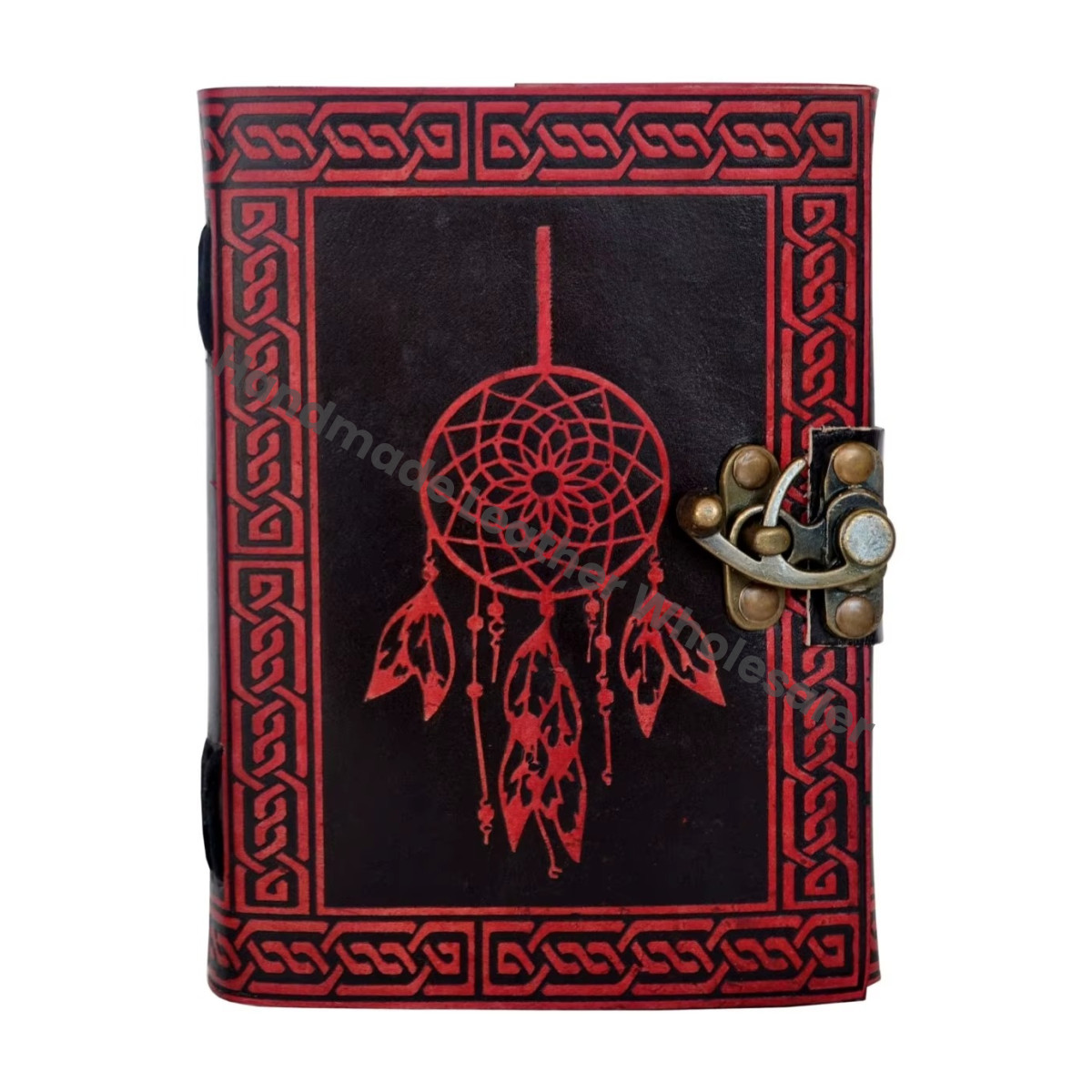 Handmade Black Woman's Large Writing Planner Dream Catcher Leather Journal Thermal Book Spell Sketchbook Supplies for Diary Gift