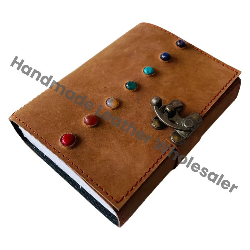 Handmade Book of Shadows Vintage Leather Journals Seven Stone Notebook Brown Drawing Sketchbook Deckle Edge Paper Daily Planner