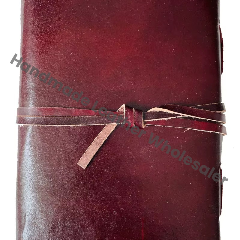 Handmade Brown Leather Loose-Leaf Gift Journal Notebook 2 Stone Vintage Clasp Embossed Cover Deckle Edge Paper Travel Diary
