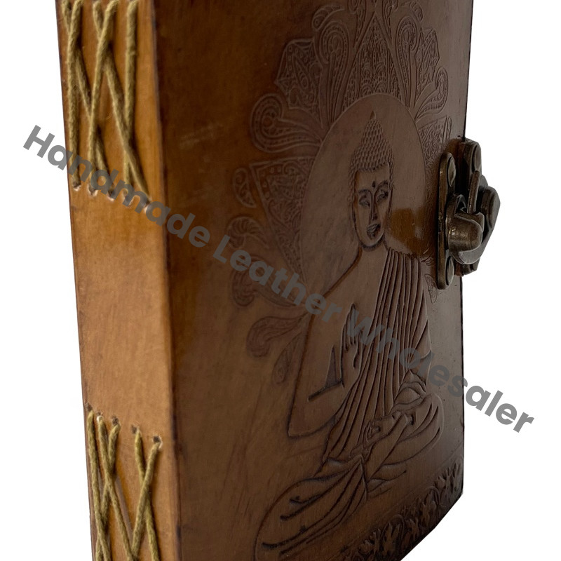 Handmade Buddha Leather Journal Vintage Bound Sketchbook Antique Deckle Edge Old Paper Notebook Leather Journal Writing Note