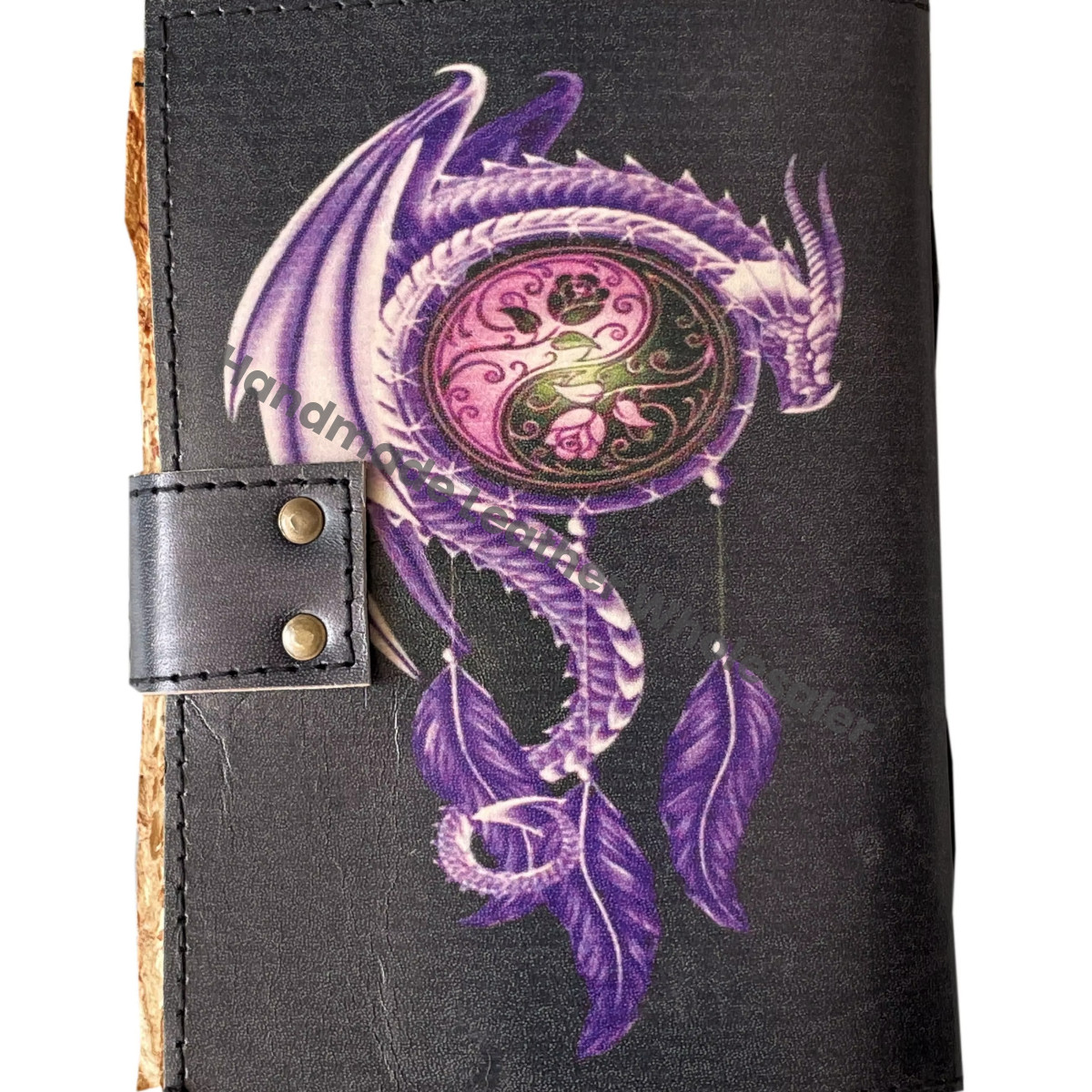 Handmade Customized Leather Journal Vintage Dragon Print Design Artist Notebook Sketchbook Bound Classic Planner Gift