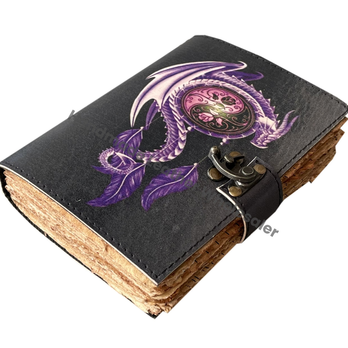 Handmade Customized Leather Journal Vintage Dragon Print Design Artist Notebook Sketchbook Bound Classic Planner Gift