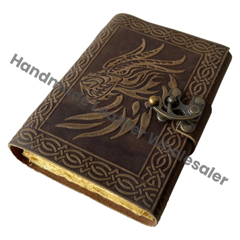 Handmade DND Leather Journal Soft Writing Notebook Daily Embossed Vintage Antique Paper Deckle Notebook Bound Writing Planner