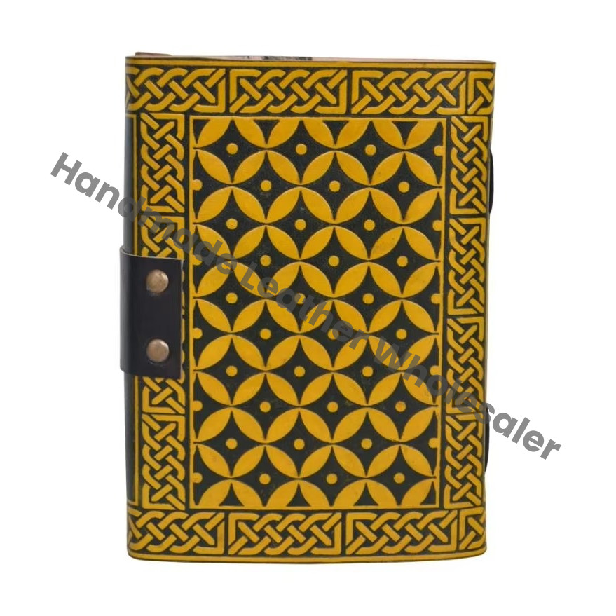 Handmade Embossed Celtic Flying Dragon Spiral Bound Leather Notebook Diary with Eco-friendly Paper Customized Organizer Notepad