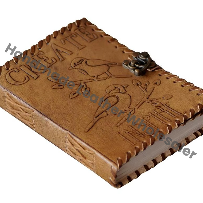 Handmade Embossed Create Birds Design Notebook & Sketchbook Leather Journal Hard Cover Sketchbook Journal Note Book Gift Cover