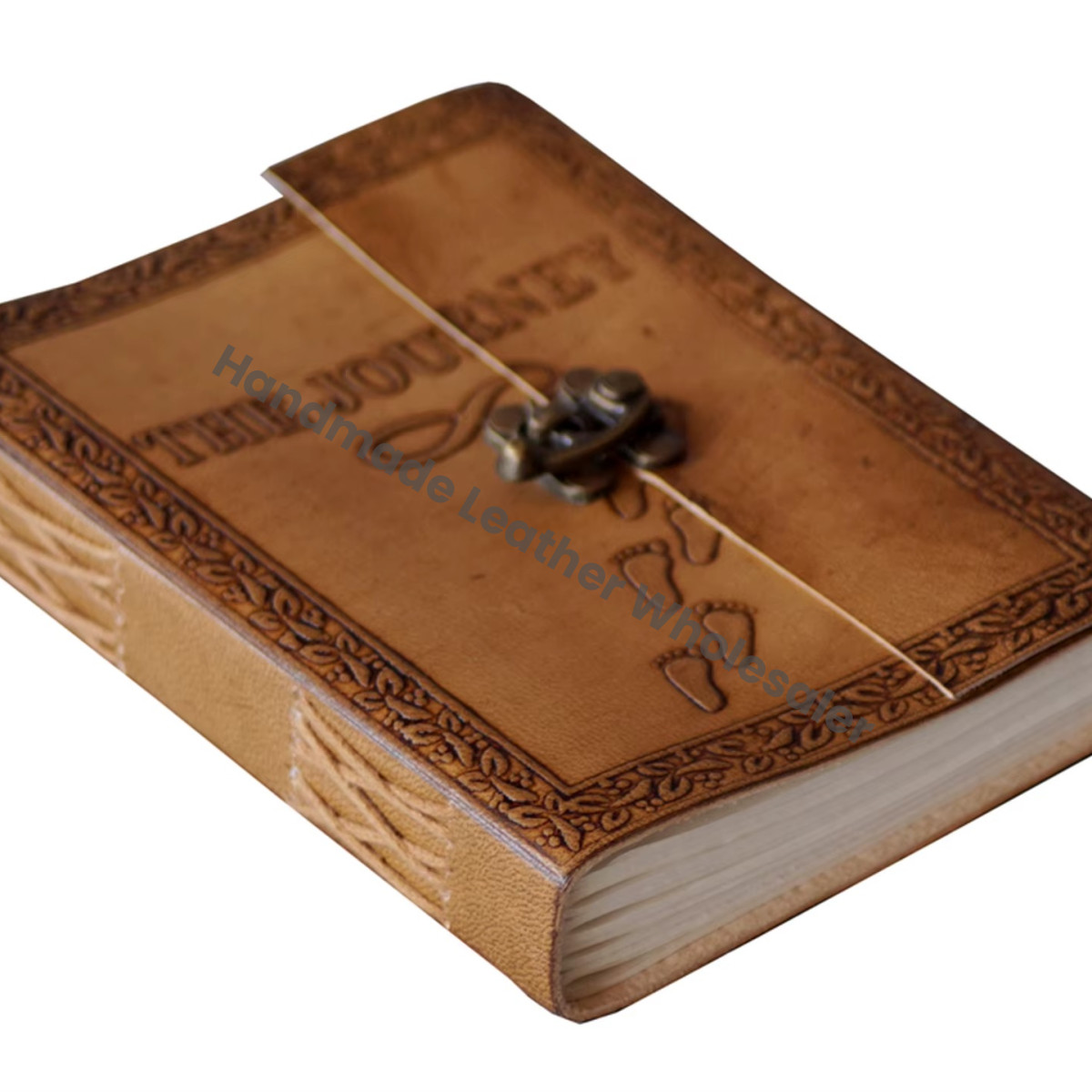Handmade Embossed Leather Hard Cover Journal Celtic Journey Design Eco-friendly Water Color Sketchbook Diary Charcoal Color Gift