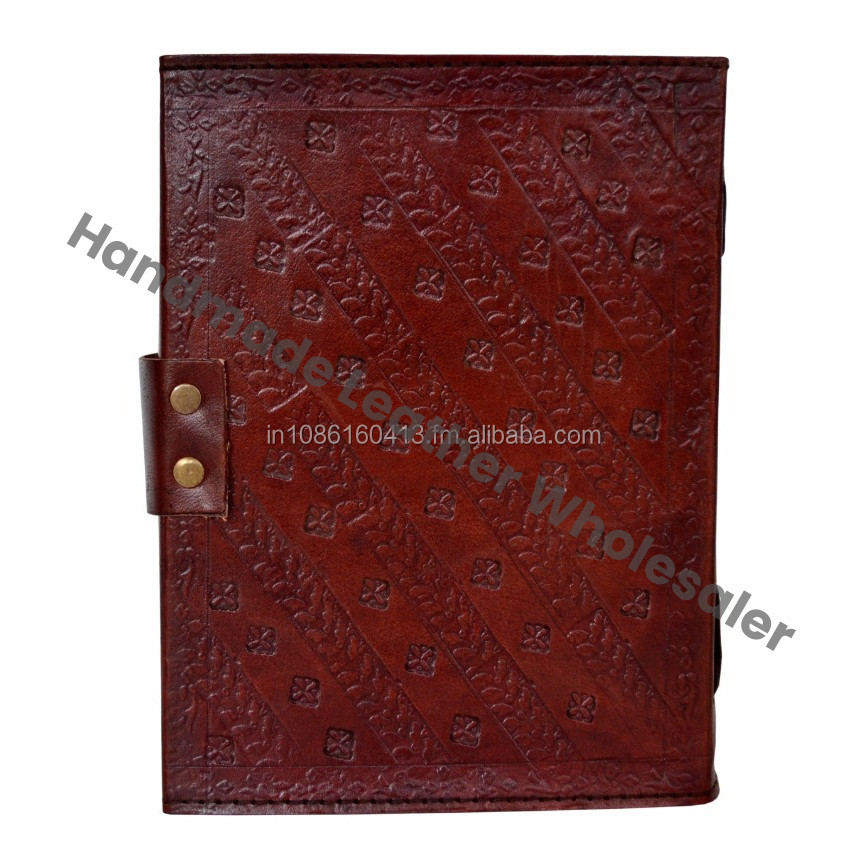 HANDMADE EMBOSSED LEATHER JOURNAL FAIRY MOON BOOK SHADOWS LATCH SPELLS PENTACLE WICCA CELTIC COTTON PAPER GIFT