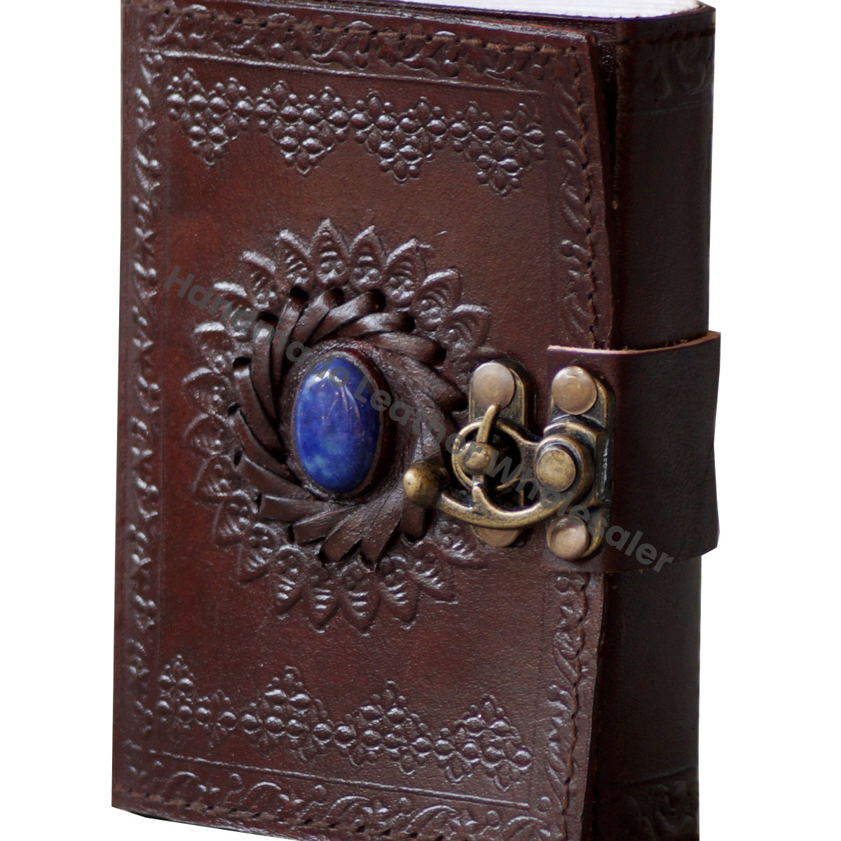 Handmade Embossed Single Stone Mini Sized Pocket Notebook Sketchbook Leather Journal Recyclable Handmade Deckle Paper C Gift