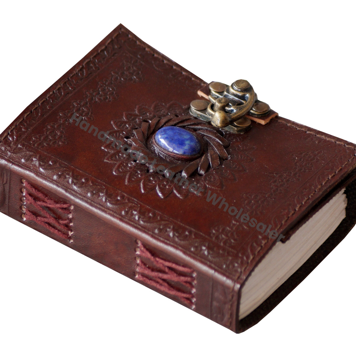 Handmade Embossed Single Stone Mini Sized Pocket Notebook Sketchbook Leather Journal Recyclable Handmade Deckle Paper C Gift