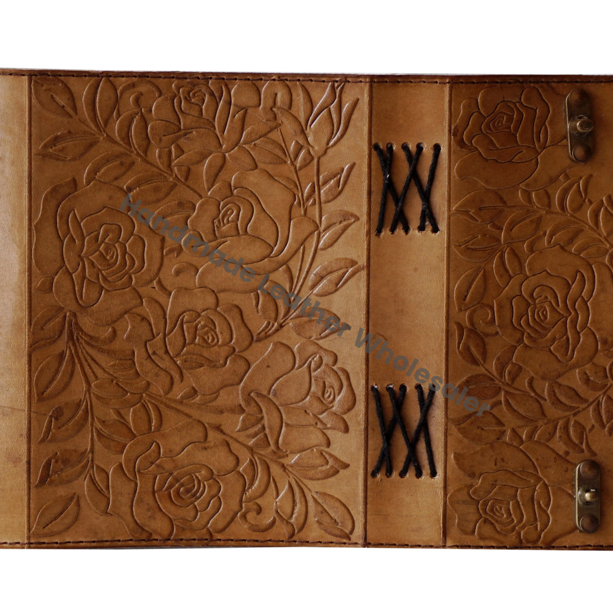 Handmade Embossed Vintage Rose and Leaf Design Spiral Binding Leather Journal & Notebook Gift