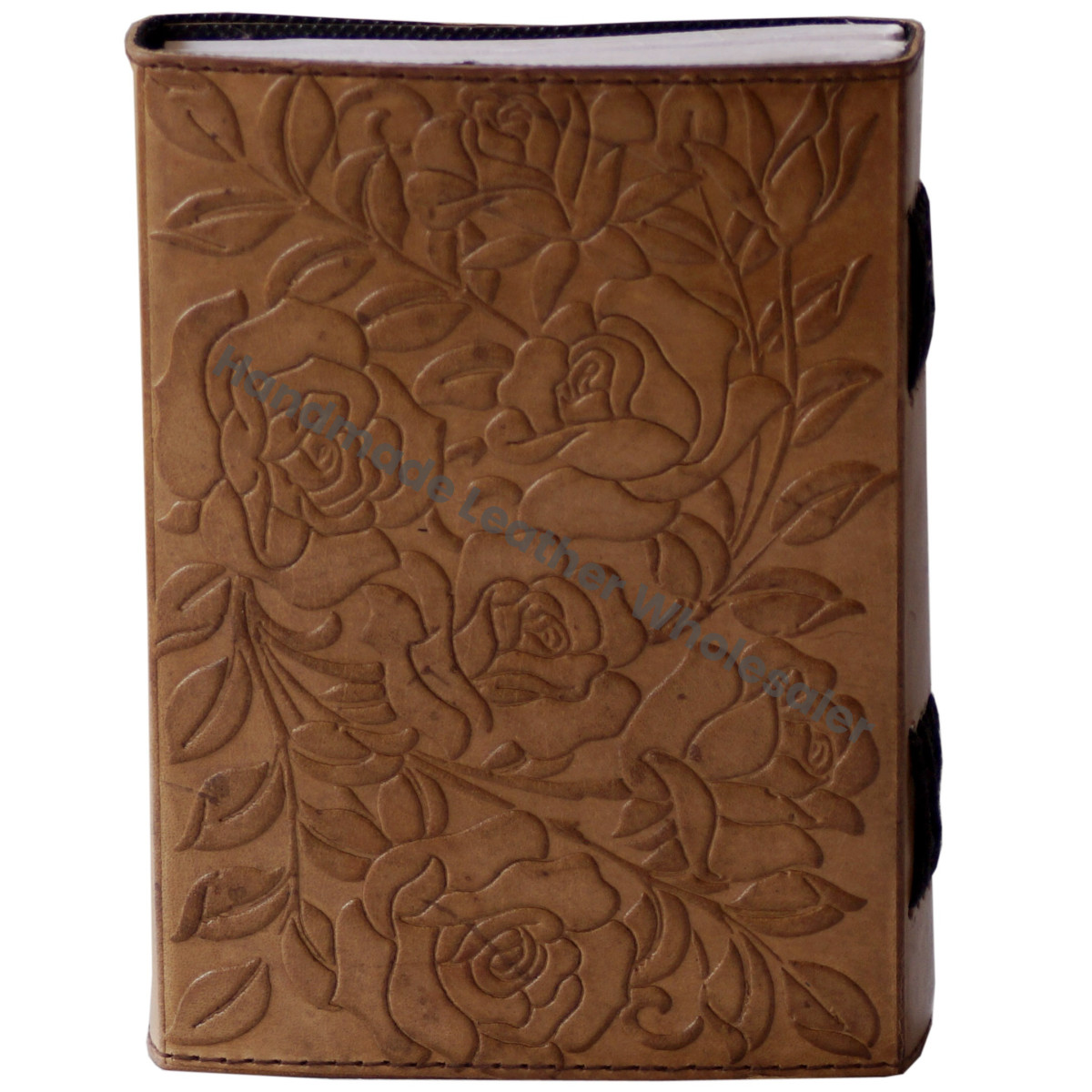 Handmade Embossed Vintage Rose and Leaf Design Spiral Binding Leather Journal & Notebook Gift