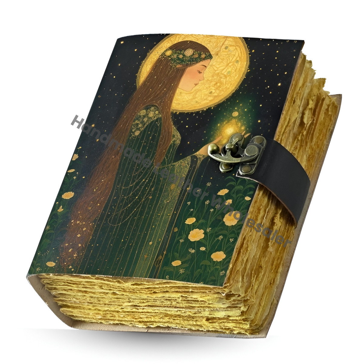 Handmade Fairy Leather Grimoire: Christmas Gift Book of Shadows