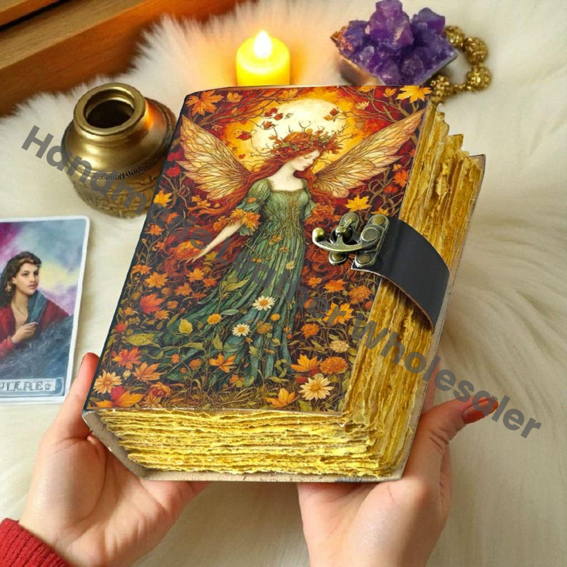 Handmade Fairy Leather Grimoire: Christmas Gift Book of Shadows