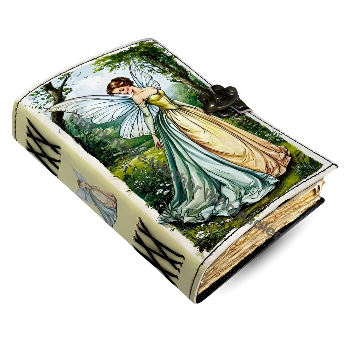 Handmade Fairy Leather Journal – Antique Lock Grimoire, Book of Shadows