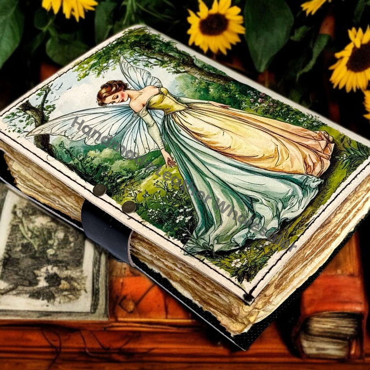 Handmade Fairy Leather Journal – Antique Lock Grimoire, Book of Shadows