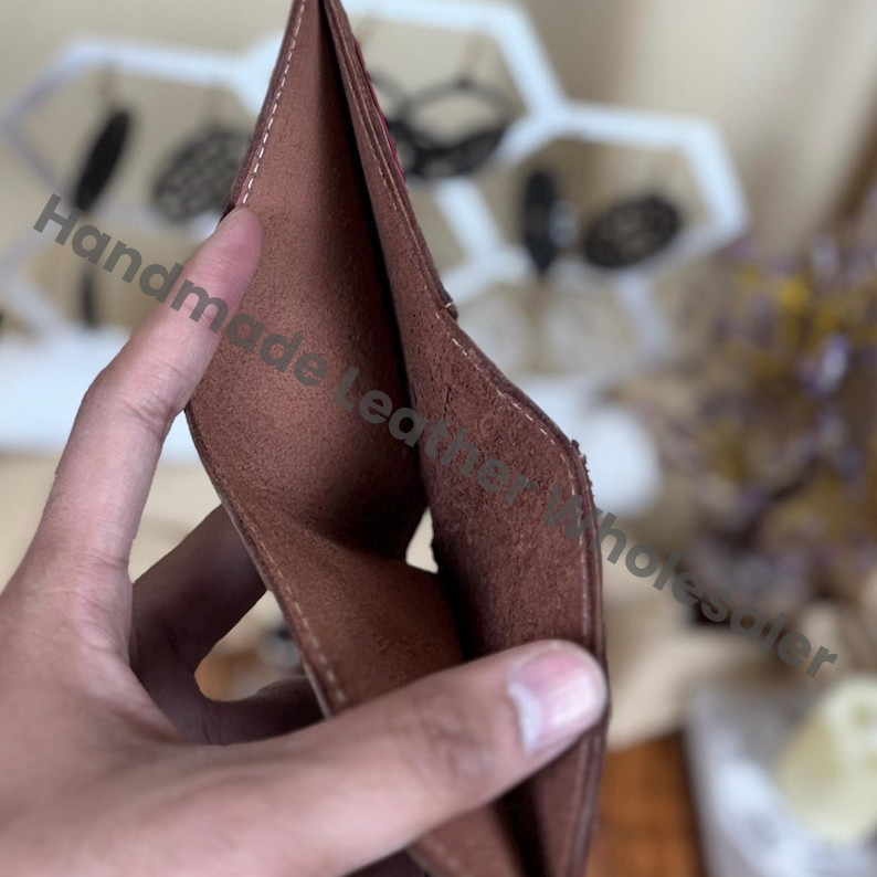 Handmade Fox & Mushroom Design Leather Wallet