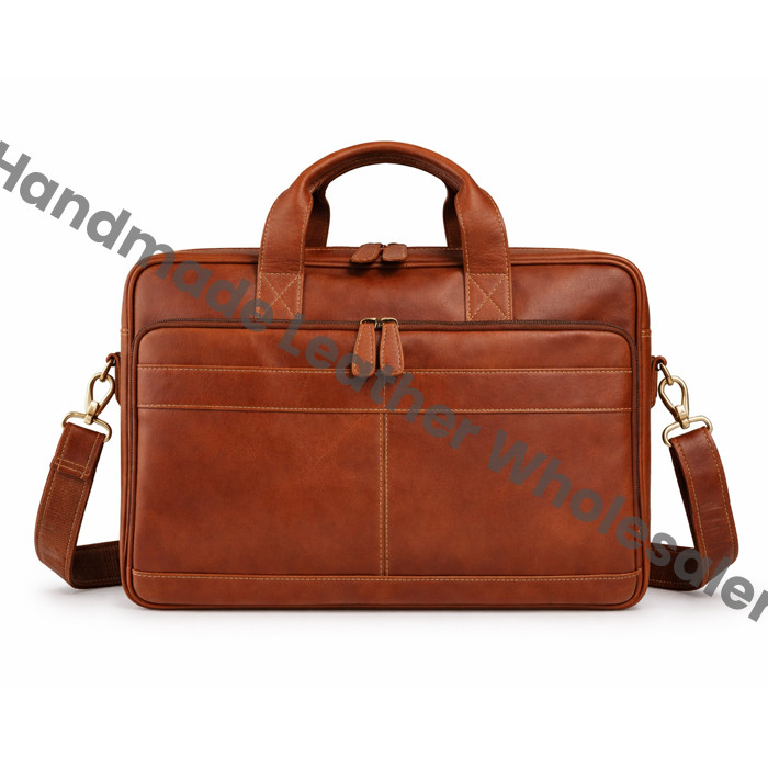 Handmade Full Grain Leather Laptop Briefcase: Vintage Messenger Bag
