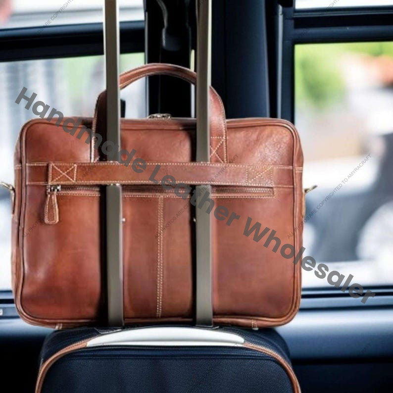 Handmade Full Grain Leather Laptop Briefcase: Vintage Messenger Bag