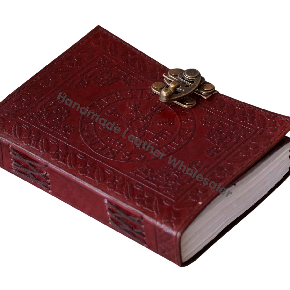 Handmade Genuine Leather Address Book Mandala Chakra Embossed Antique Design Eco-friendly Paper Custom Logo