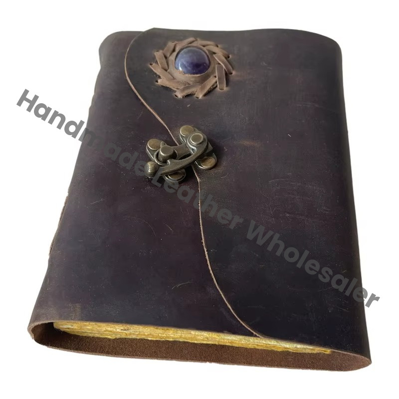 Handmade Genuine Leather Brown High Quality Journal Notebook Blank Vintage Book Deckle Bound Custom Sketchbook Drawing Pages