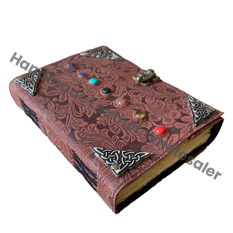Handmade Leather Address Book Thermal Binding Eco-friendly Paper Metal Corner Vintage Custom Logo Gift Idea