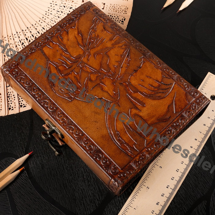 Handmade Leather Avenger Journal, Deckle Edge Paper, Sketchbook