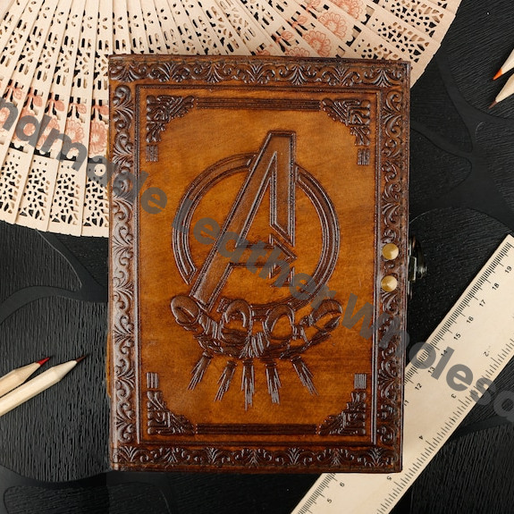 Handmade Leather Avenger Journal, Deckle Edge Paper, Sketchbook