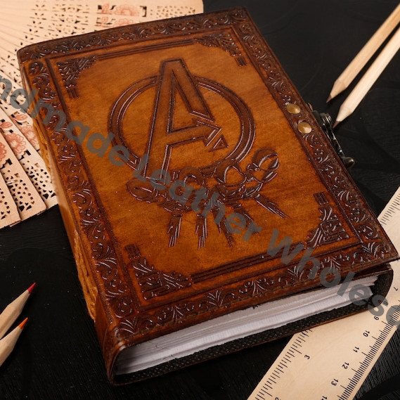 Handmade Leather Avenger Journal, Deckle Edge Paper, Sketchbook