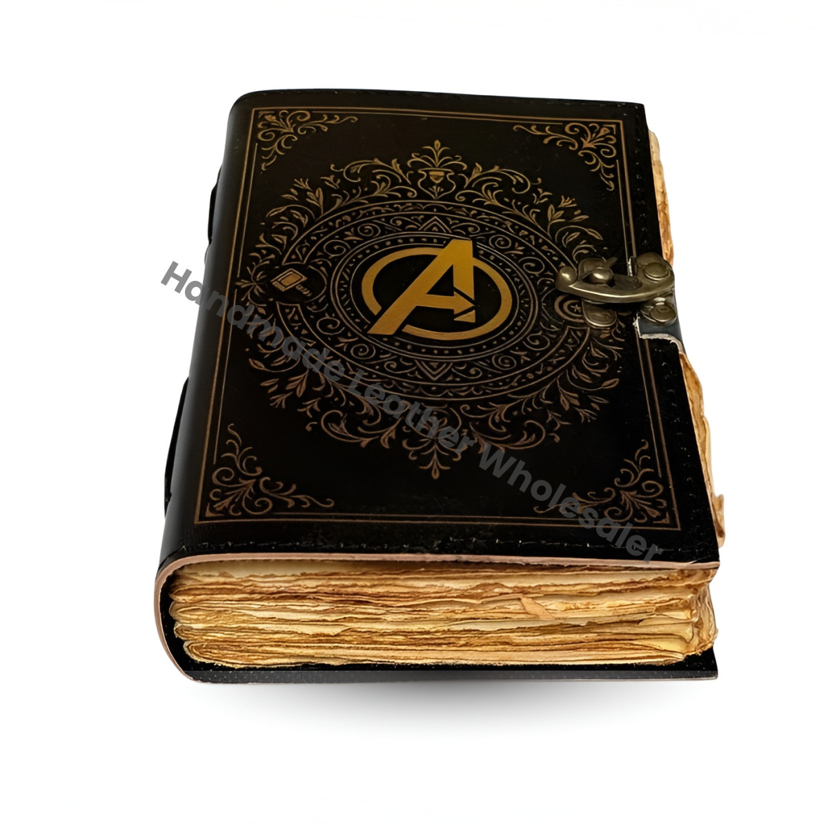 Handmade Leather Book of Shadows, Antique Lock, Deckle Edge Paper