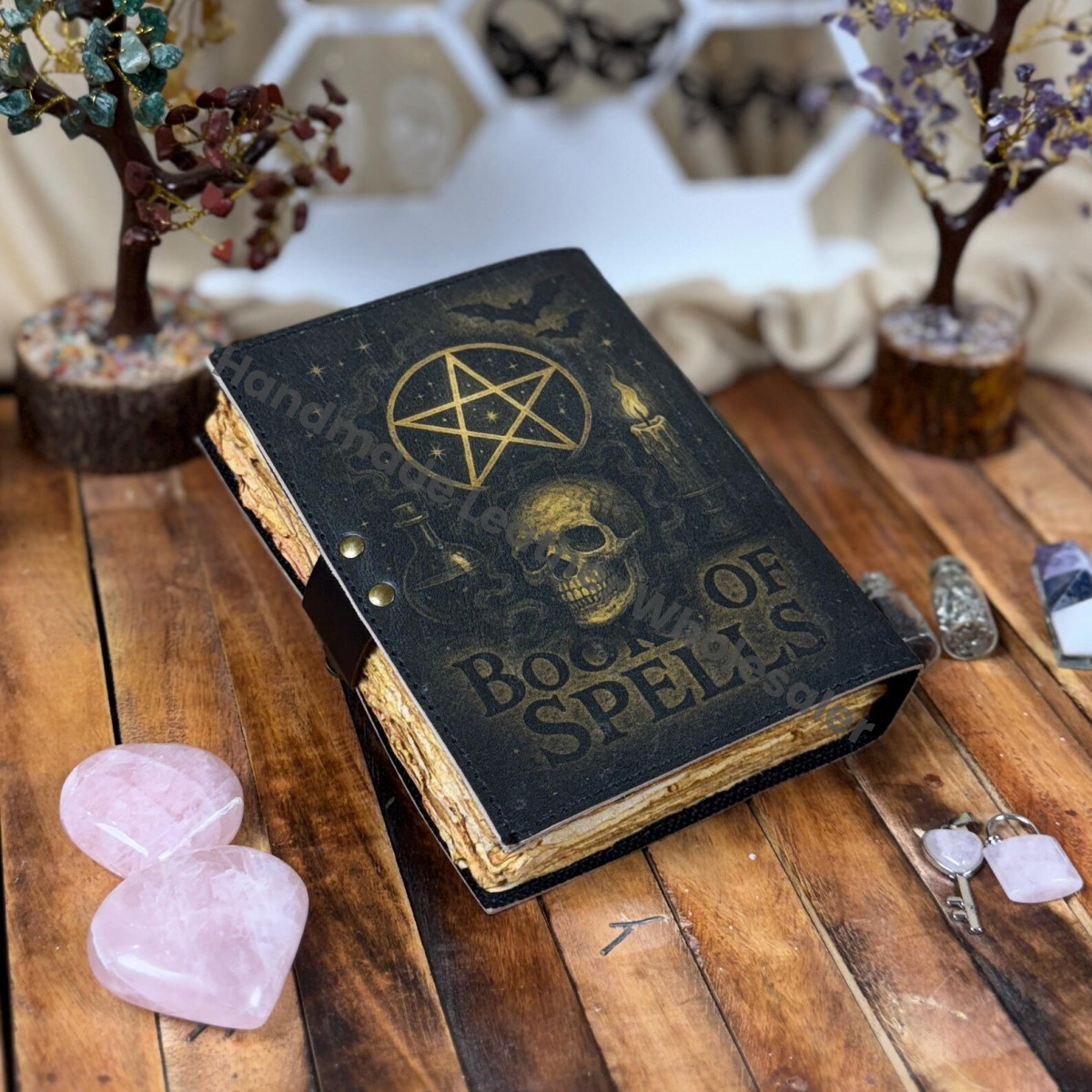 Handmade Leather Book of Spells Journal – Witchcraft Grimoire – Wiccan Pagan Spell Book – Gothic Witch Journal – Book of Shadows