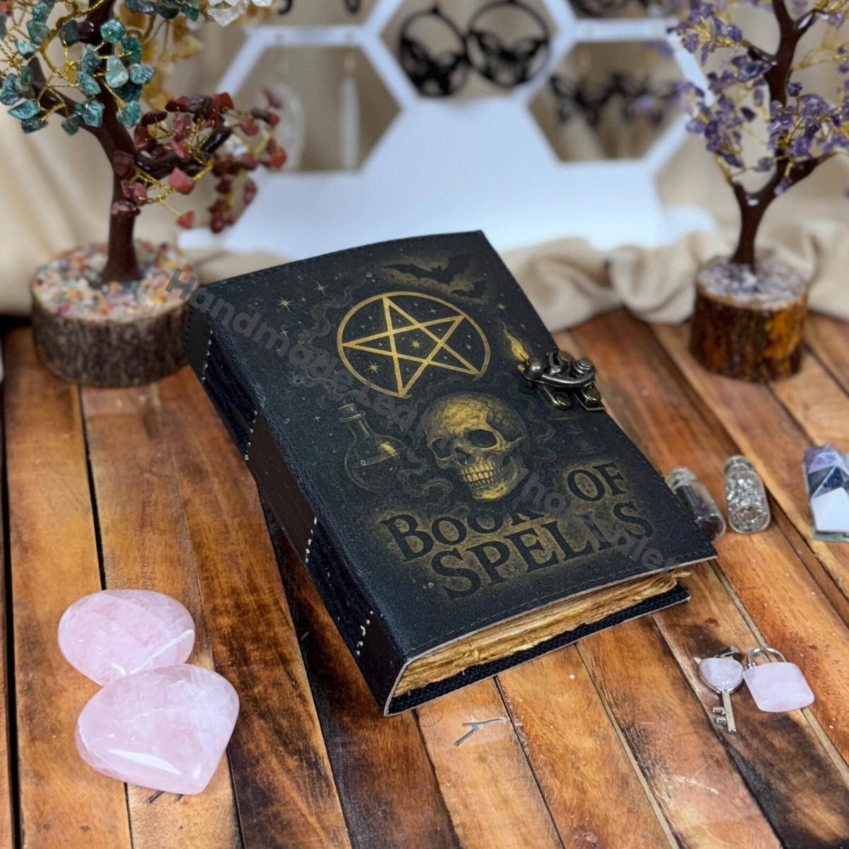 Handmade Leather Book of Spells Journal – Witchcraft Grimoire – Wiccan Pagan Spell Book – Gothic Witch Journal – Book of Shadows