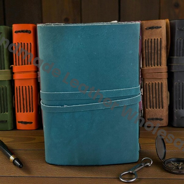 Handmade Leather-Bound Journal with Antique Key | Rustic Blank Notebook Gift for him & her
