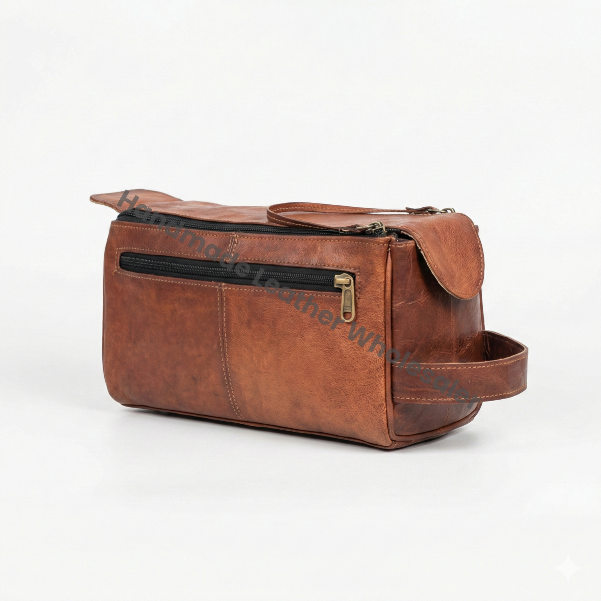 Handmade Leather & Canvas Toiletry Bag: Personalized Dopp Kit