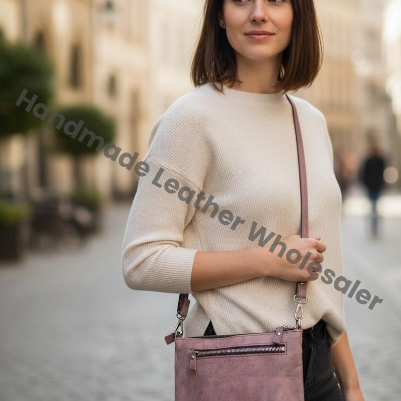 Handmade Leather Crossbody Bag, Minimalist Shoulder Purse with Free Strap