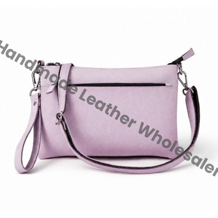 Handmade Leather Crossbody Bag, Minimalist Zipper Pouch with Free Strap