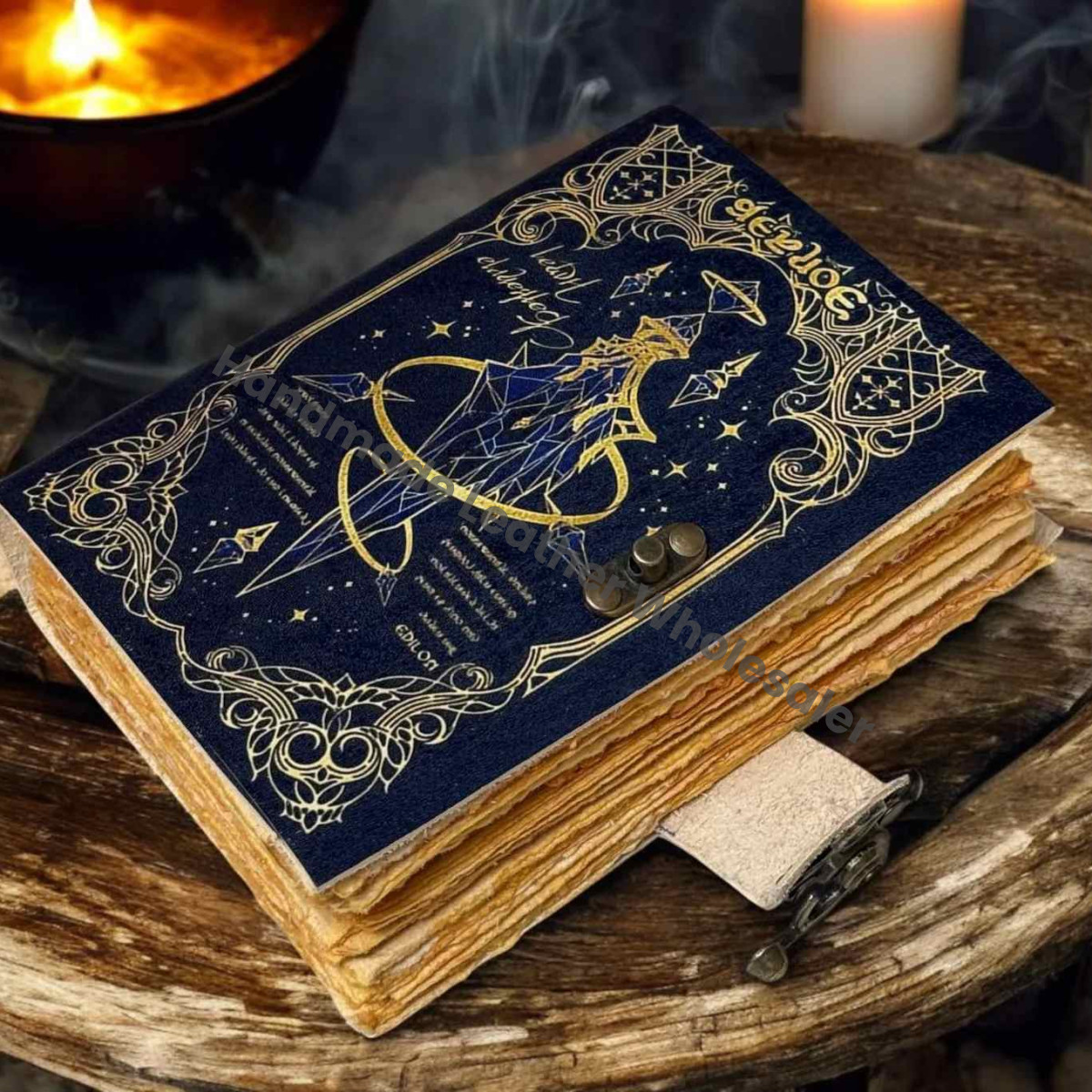 Handmade Leather Grimoire: Antique Deckle Edge Book of Shadows