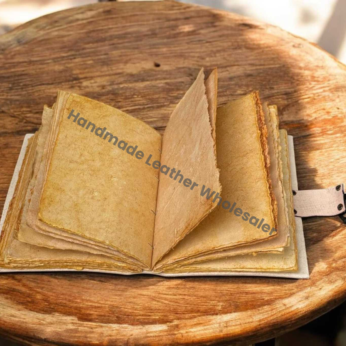 Handmade Leather Grimoire: Antique Deckle Edge Book of Shadows