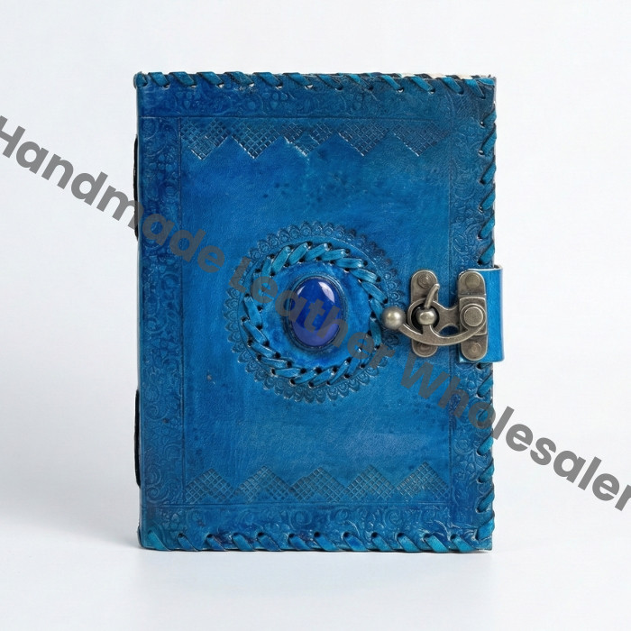 Handmade Leather Journal: Antique Deckle Edge Paper, Embossed Vintage Lock